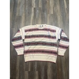 Vintage Emma B Sweater Men's M Hand Framed Fair Isle Geometric Made In USA